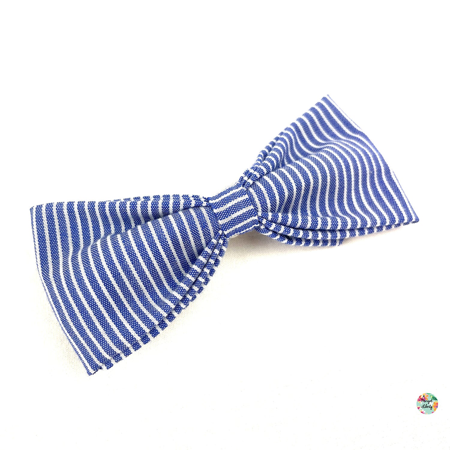 Grande Barrette Rayures bleu jean et blanches