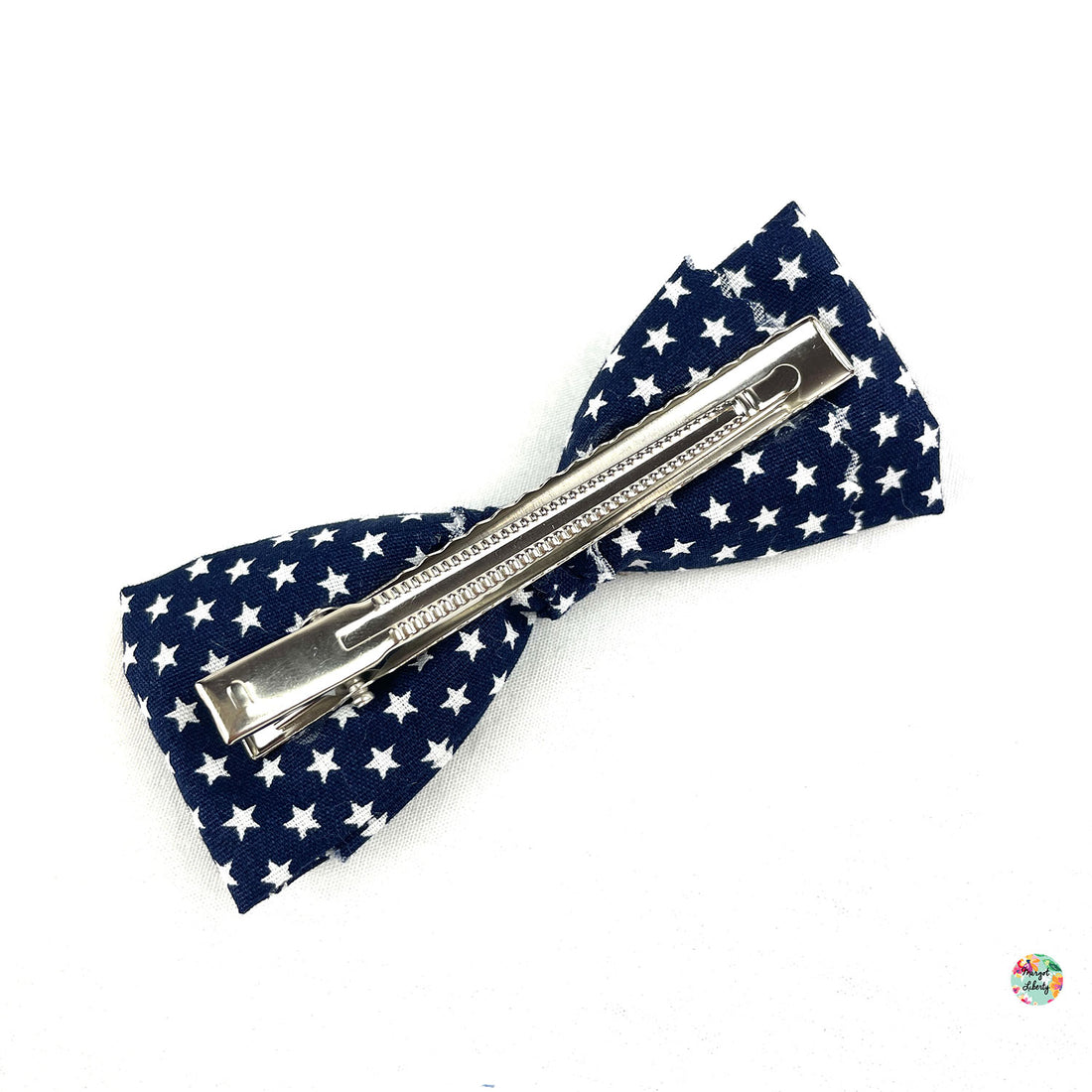 Grande Barrette Bleu marine Etoiles blanches