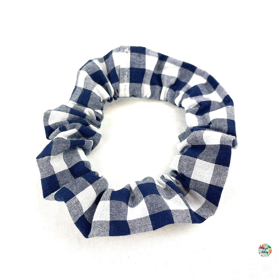 Chouchou Vichy bleu marine et blanc