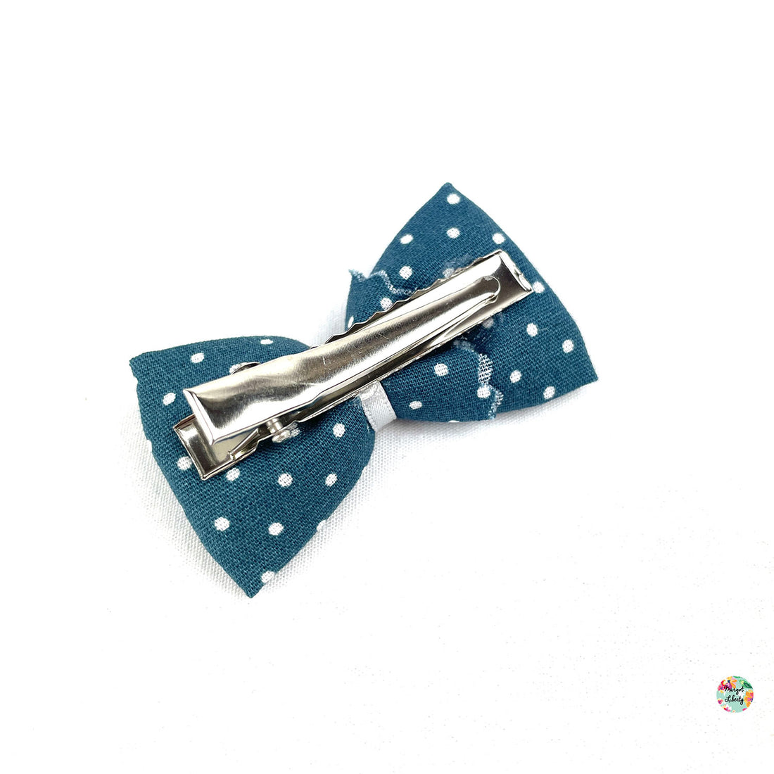 Barrette Vert canard pois blancs