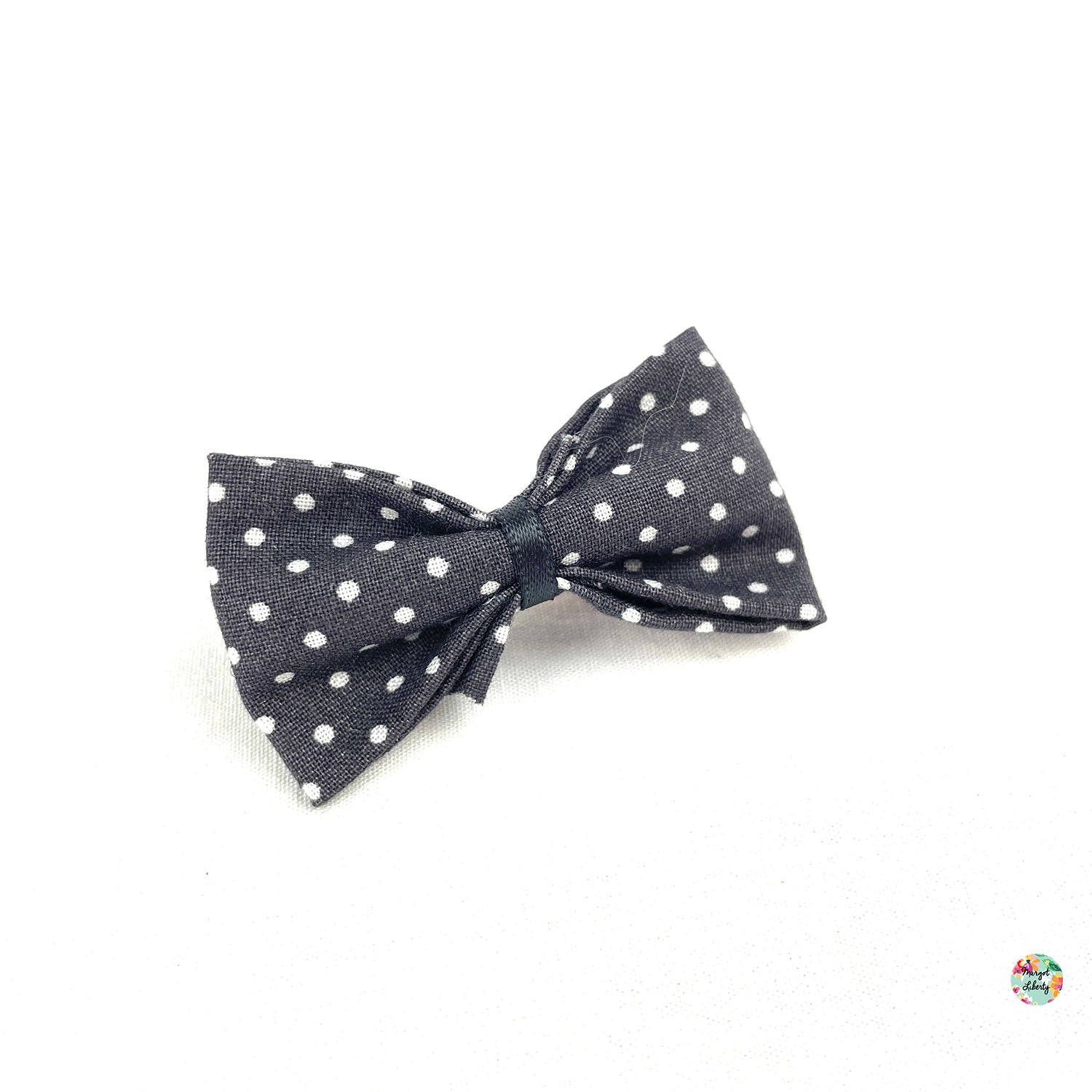 Barrette gris foncé pois blancs
