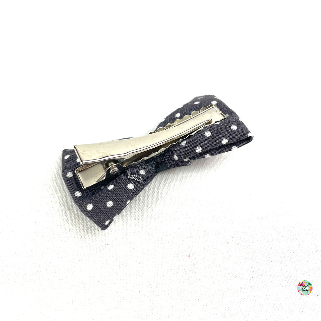 Barrette gris foncé pois blancs