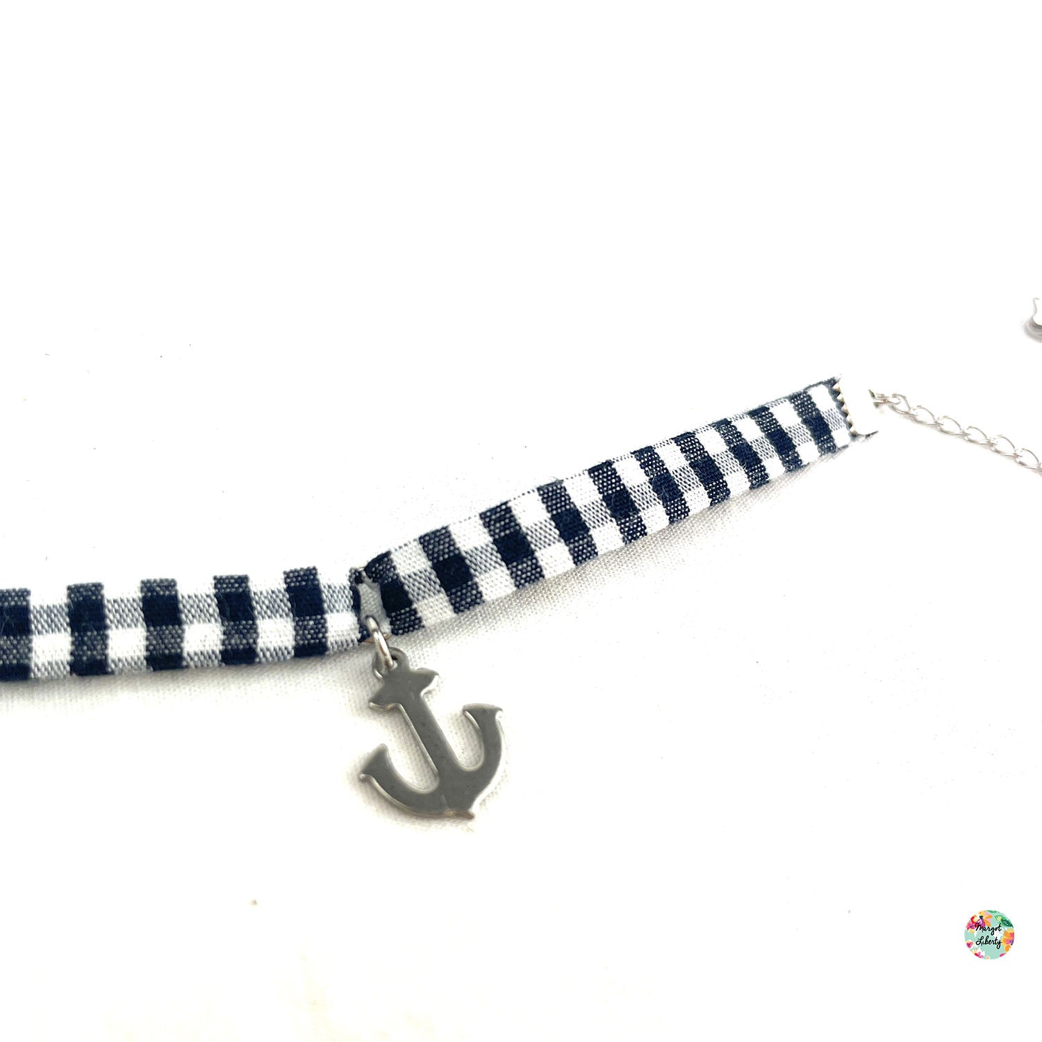 Bracelet Vichy bleu marine petits carreaux