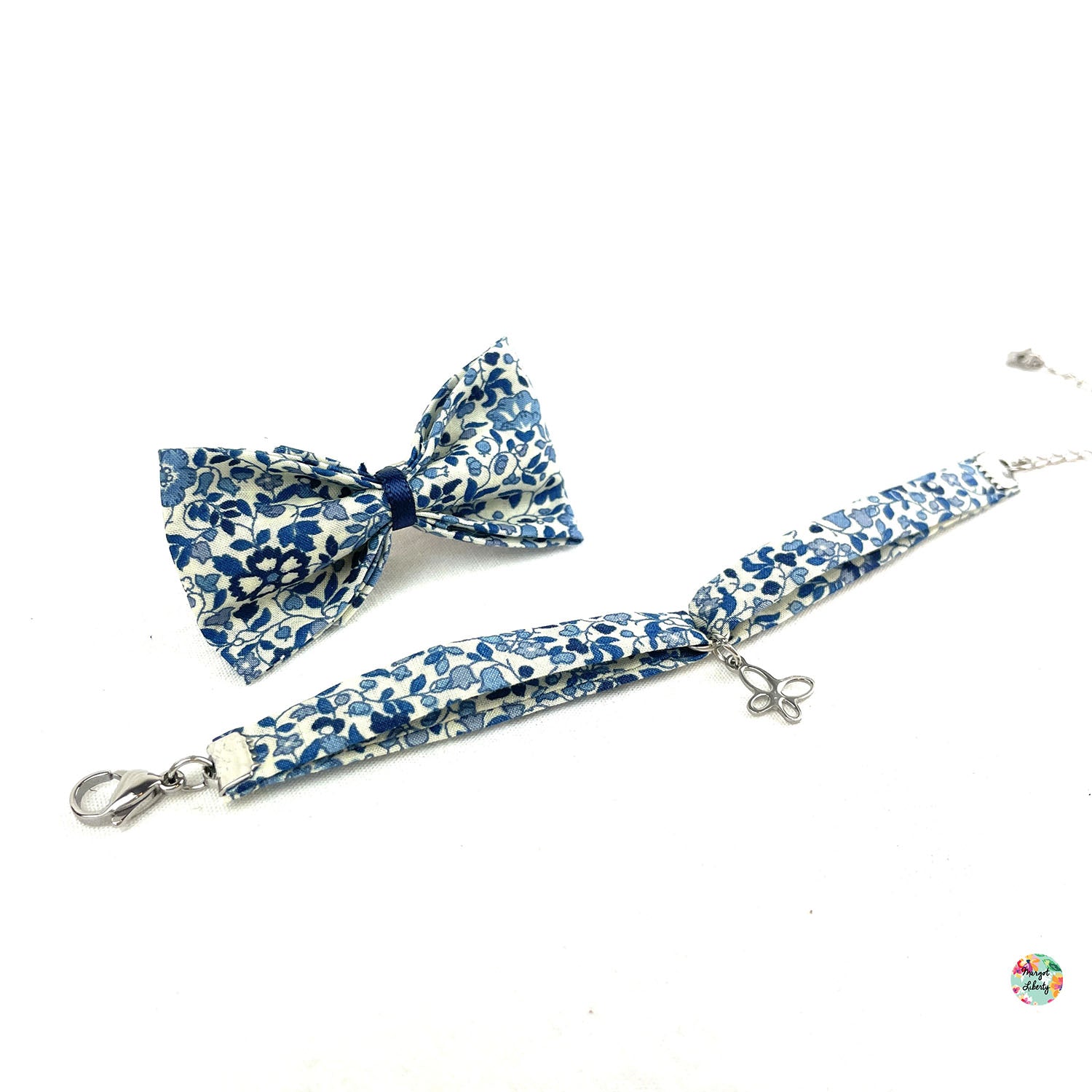 Bracelet et barrette assortis Liberty "Katie and Millie bleu"