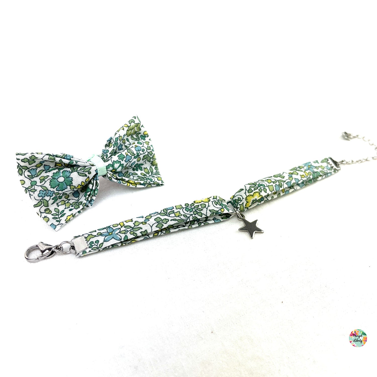 Bracelet et barrette assortis Liberty "Katie and Millie Mint"