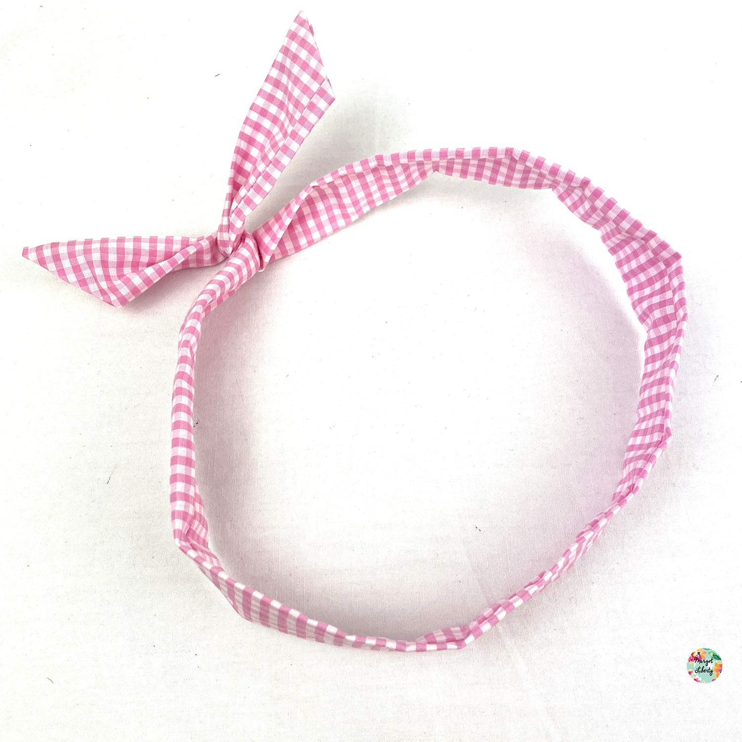 Bandeau "Twist" Vichy rose petits carreaux