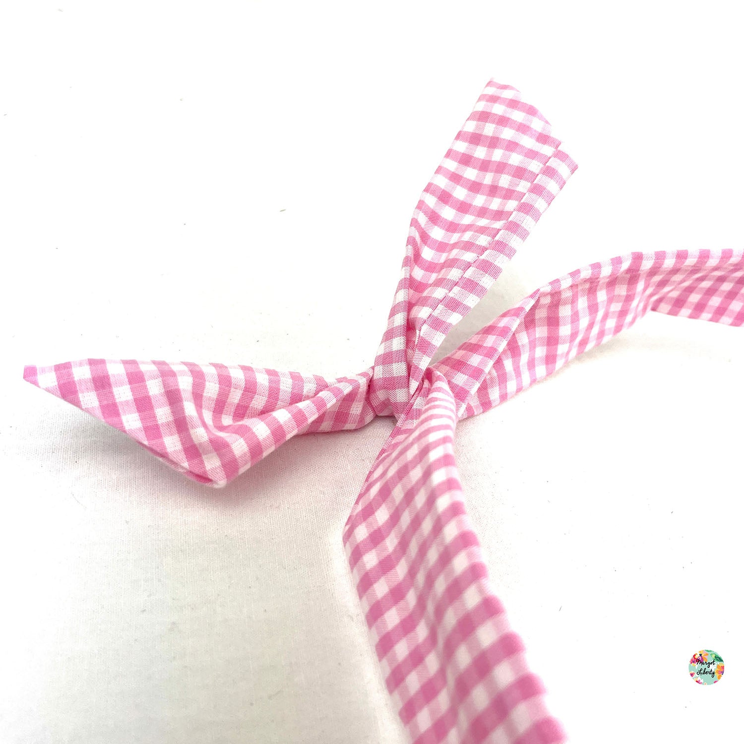 Bandeau "Twist" Vichy rose petits carreaux