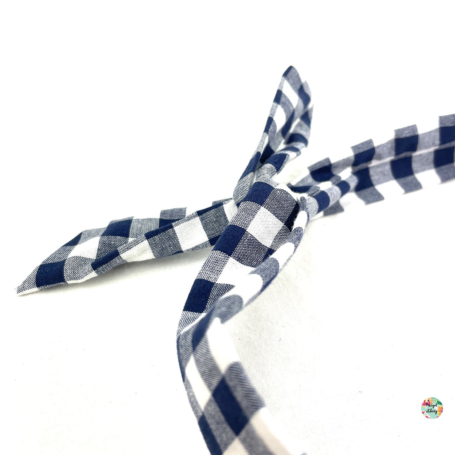 Bandeau "Twist" Vichy bleu marine grands carreaux
