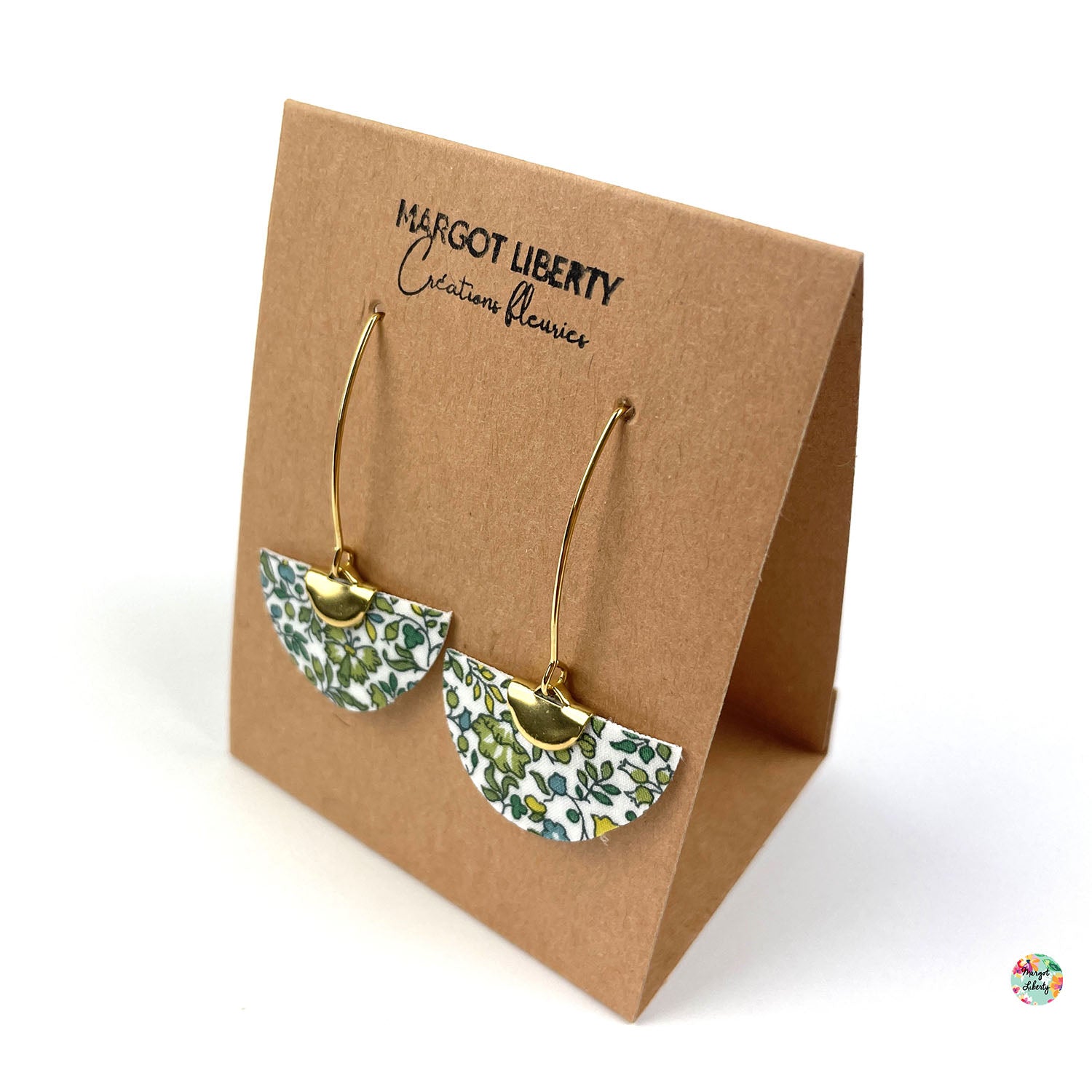 Boucles d’oreilles "Demi-lune" Liberty Katie and Millie Mint (couleur or)