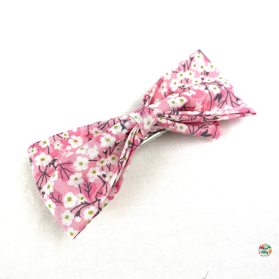 Grande Barrette Liberty "Mitsi Orchidée rose"