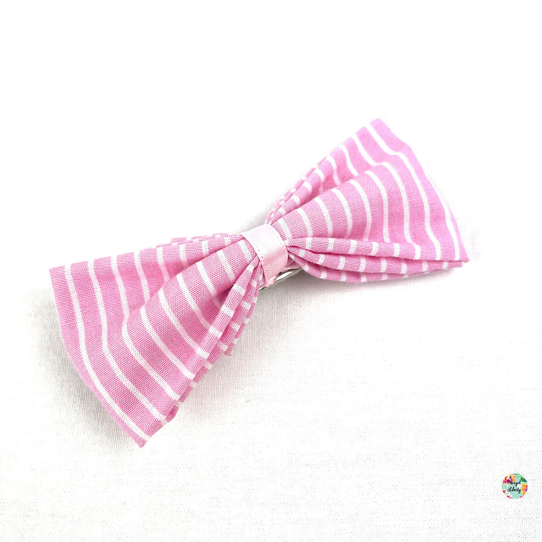 Grande Barrette Rayures roses et blanches