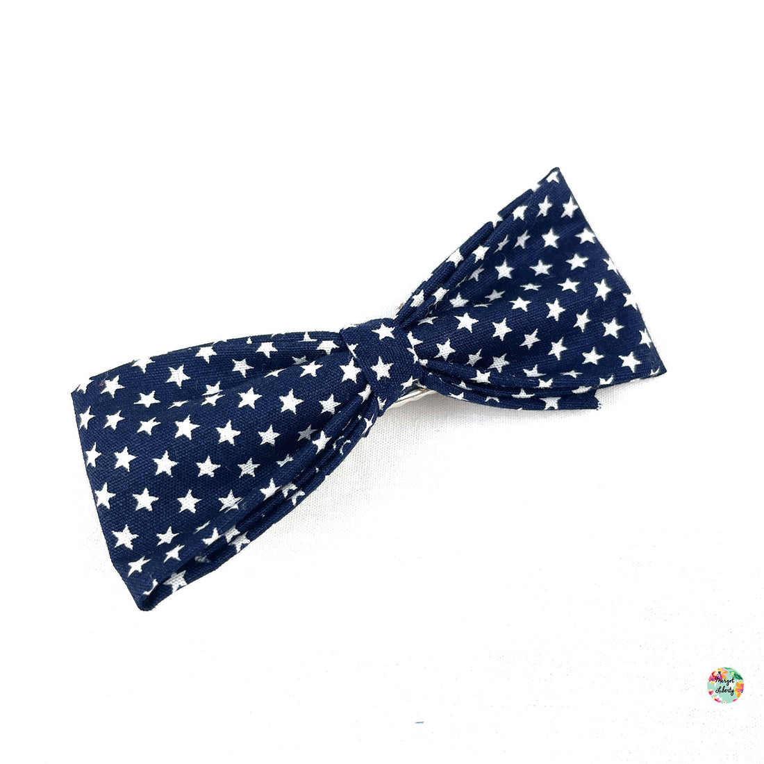 Grande Barrette Bleu marine Etoiles blanches