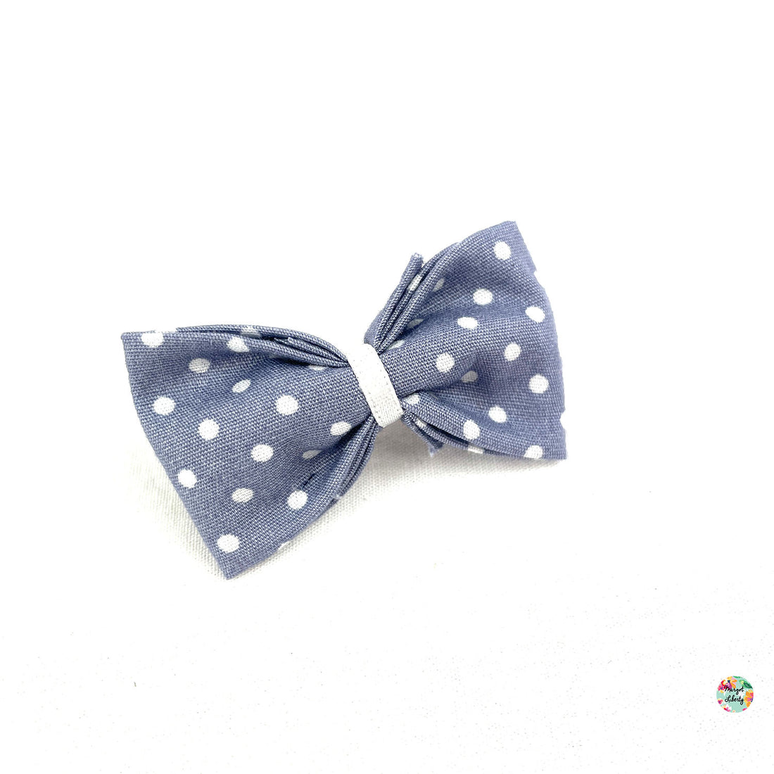 Barrette Gris parme pois blancs