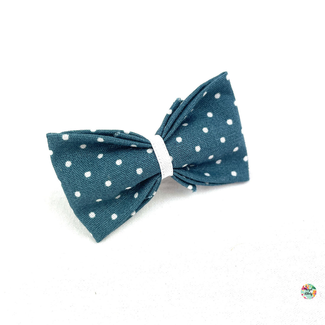 Barrette Vert canard pois blancs