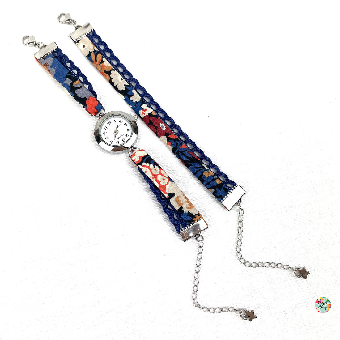 Montre et bracelet assorti - Liberty &quot;Thorpe&quot; - Dentelle bleu marine