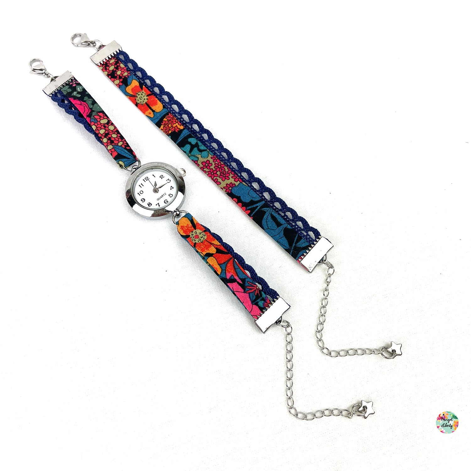 Montre et bracelet assorti - Liberty &quot;Ciara&quot; - Dentelle bleu marine