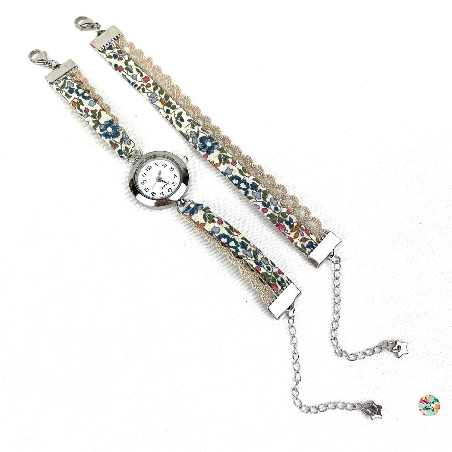 Montre et bracelet assorti - Liberty &quot;Katie and Millie Bistre&quot; - Dentelle beige