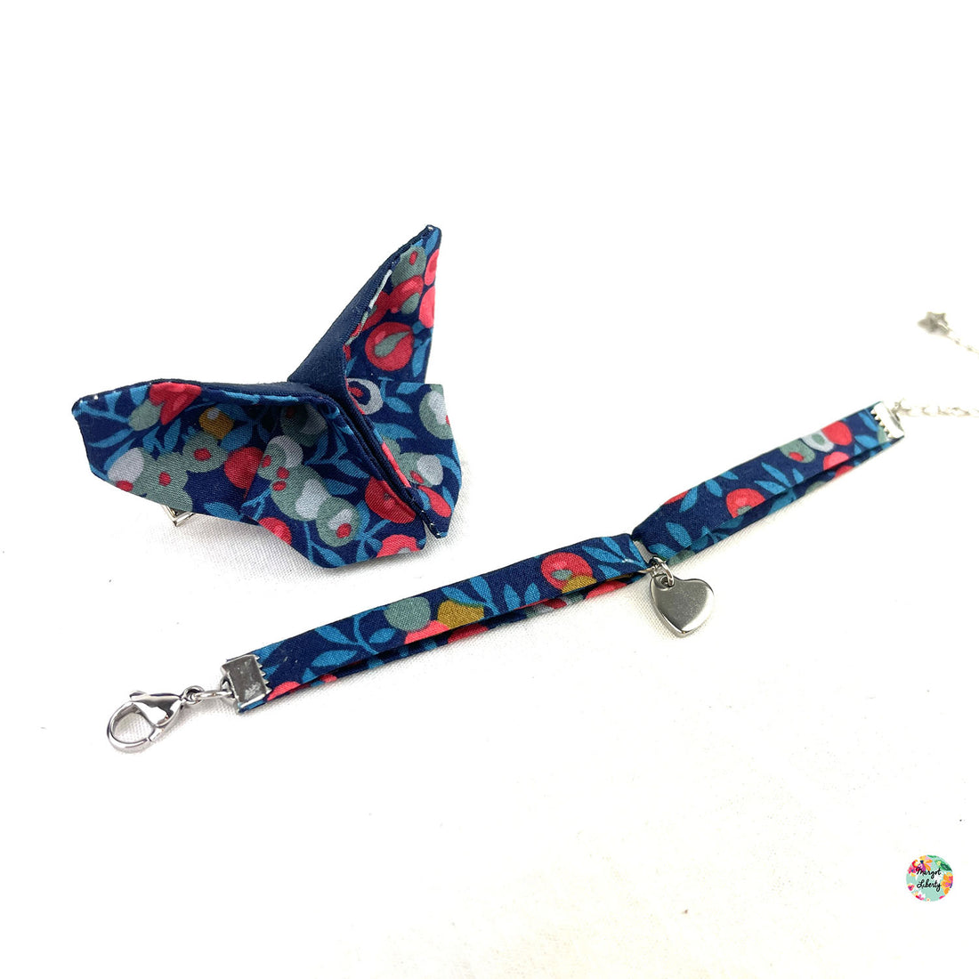 Bracelet et barrette papillon assortis Liberty "Wiltshire Nausicaa"