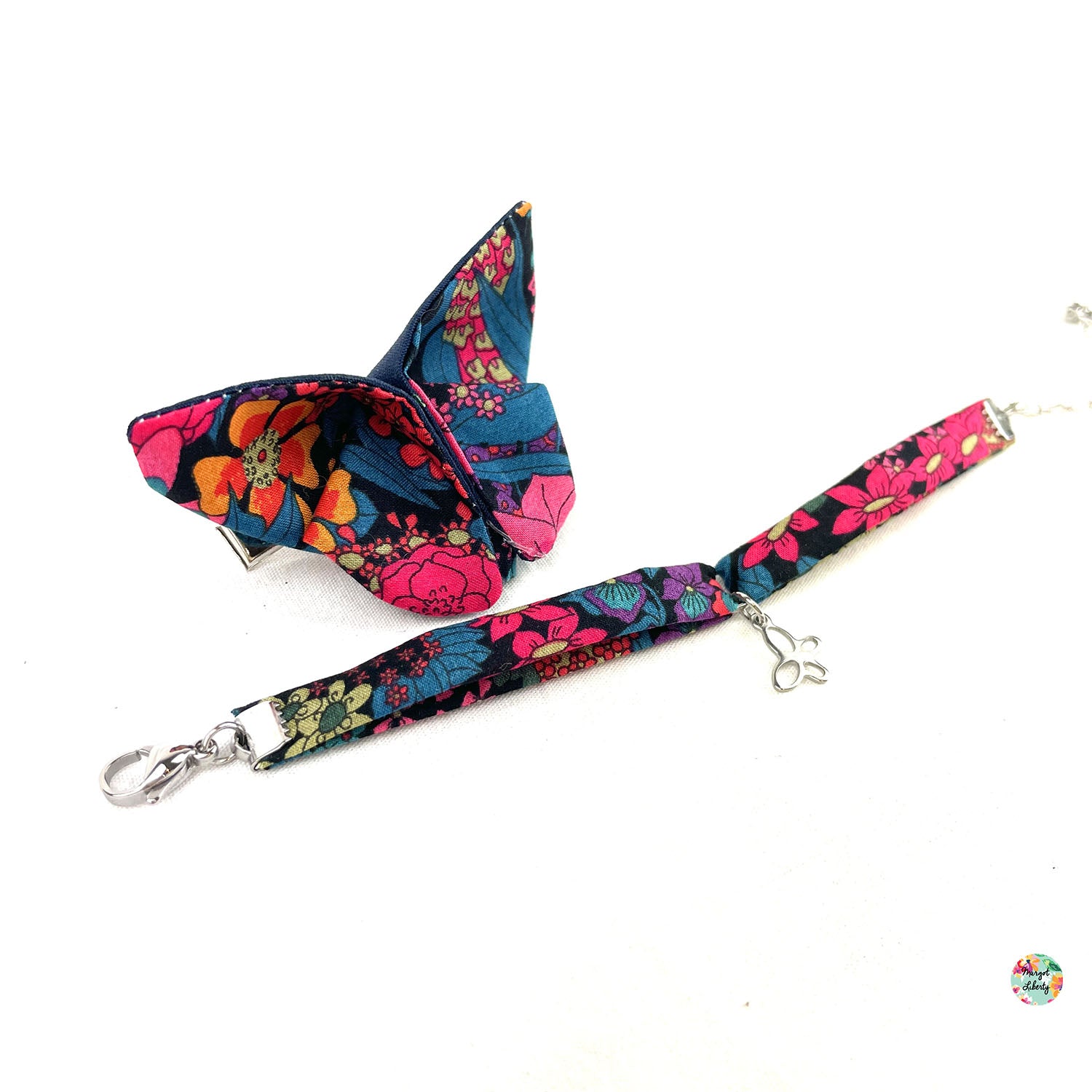 Bracelet et barrette papillon assortis Liberty &quot;Ciara&quot;