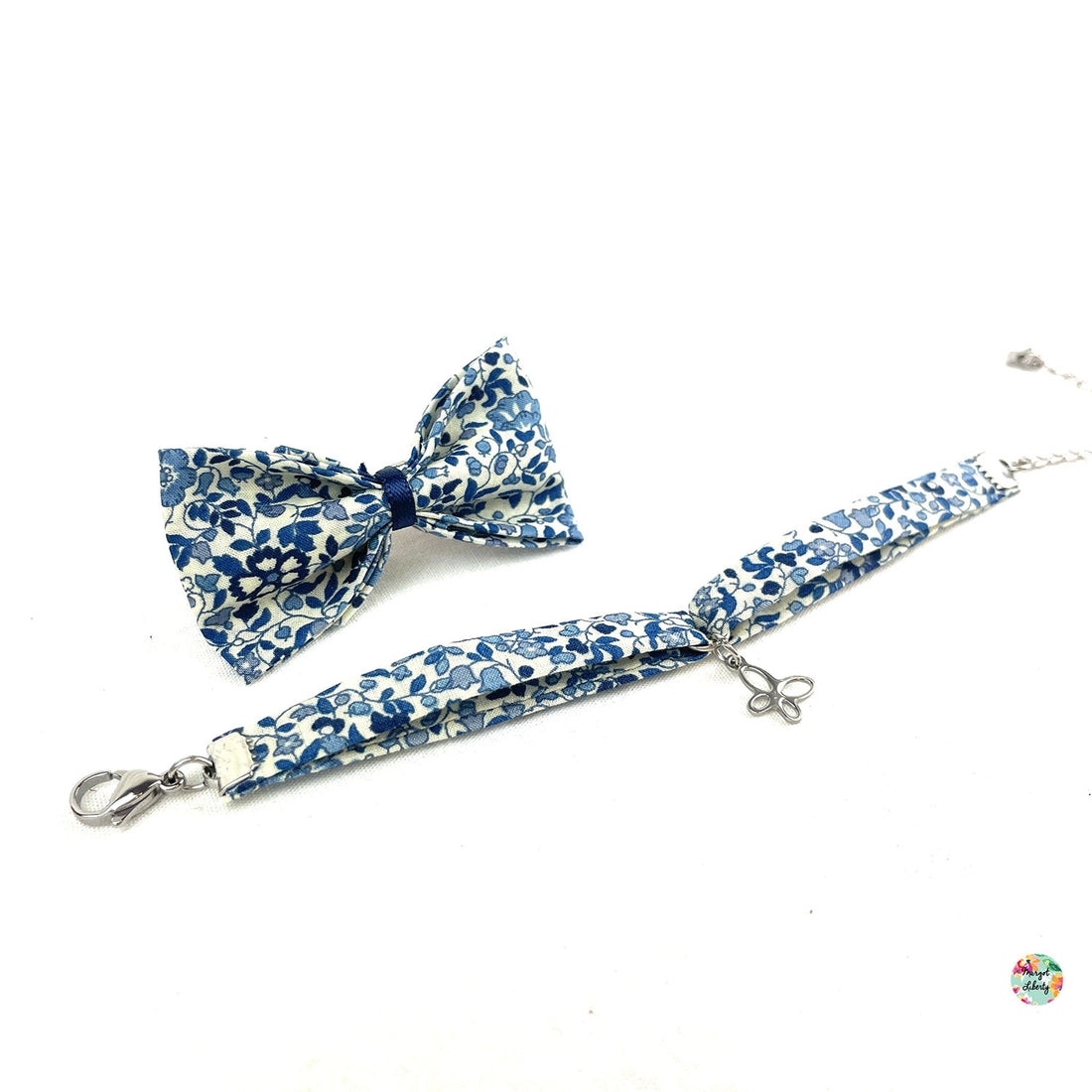 Bracelet et barrette assortis Liberty "Katie and Millie bleu"