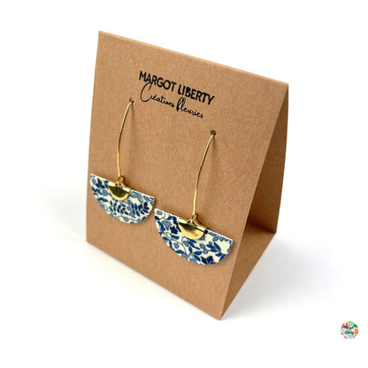 Boucles d’oreilles &quot;Demi-lune&quot; Liberty Katie and Millie bleu (couleur or)