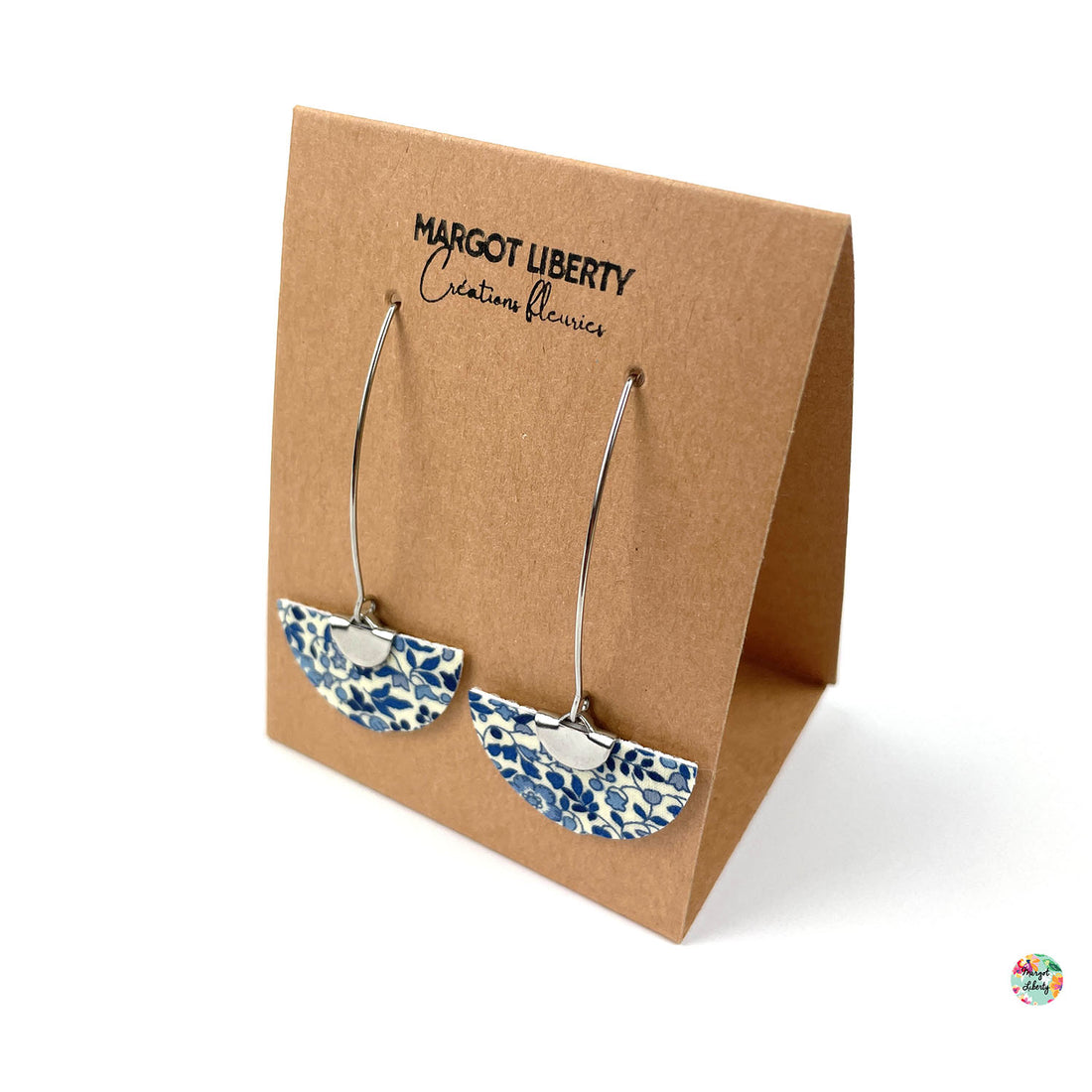Boucles d’oreilles "Demi-lune" Liberty Katie and Millie bleu (couleur argent)